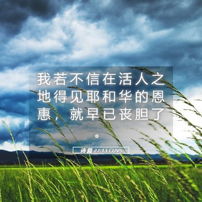 Picture 05 - 诗 篇 27:13 CUVS - 我 若 不 信 在 活 人 之 地 得 见 耶 - Bible Verse Picture