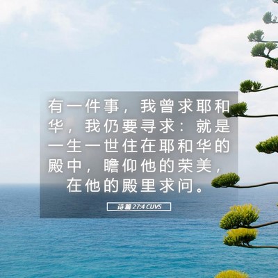 Picture 05 - 诗 篇 27:4 CUVS - 有 一 件 事 ， 我 曾 求 耶 和 华 ， - Bible Verse Picture