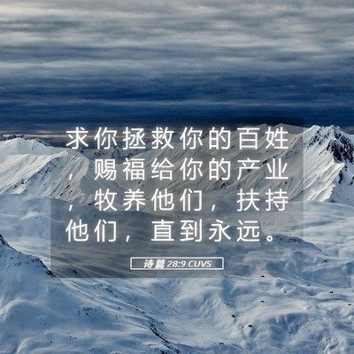 Picture 05 - 诗 篇 28:9 CUVS - 求 你 拯 救 你 的 百 姓 ， 赐 福 给 - Bible Verse Picture