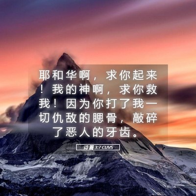 Picture 05 - 诗 篇 3:7 CUVS - 耶 和 华 啊 ， 求 你 起 来 ！ 我 的 - Bible Verse Picture