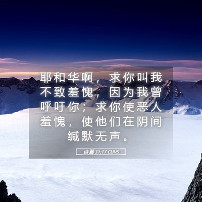Picture 05 - 诗 篇 31:17 CUVS - 耶 和 华 啊 ， 求 你 叫 我 不 致 羞 - Bible Verse Picture