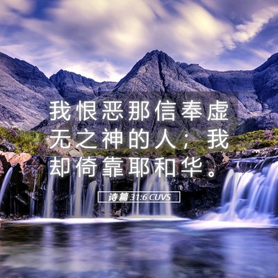 Picture 05 - 诗 篇 31:6 CUVS - 我 恨 恶 那 信 奉 虚 无 之 神 的 人 - Bible Verse Picture