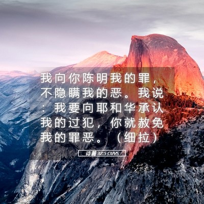Picture 05 - 诗 篇 32:5 CUVS - 我 向 你 陈 明 我 的 罪 ， 不 隐 瞒 - Bible Verse Picture
