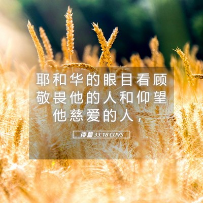 Picture 05 - 诗 篇 33:18 CUVS - 耶 和 华 的 眼 目 看 顾 敬 畏 他 的 - Bible Verse Picture