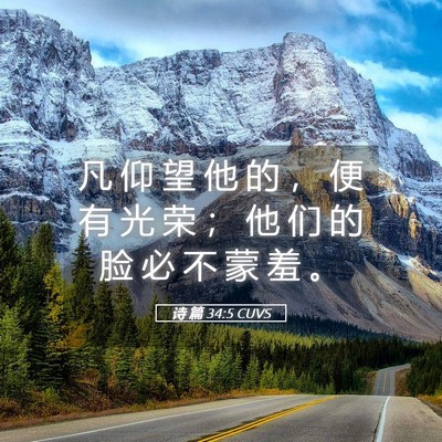 Picture 05 - 诗 篇 34:5 CUVS - 凡 仰 望 他 的 ， 便 有 光 荣 ； 他 - Bible Verse Picture