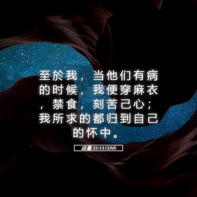 Picture 05 - 诗 篇 35:13 CUVS - 至 於 我 ， 当 他 们 有 病 的 时 候 - Bible Verse Picture