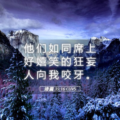 Picture 05 - 诗 篇 35:16 CUVS - 他 们 如 同 席 上 好 嬉 笑 的 狂 妄 - Bible Verse Picture