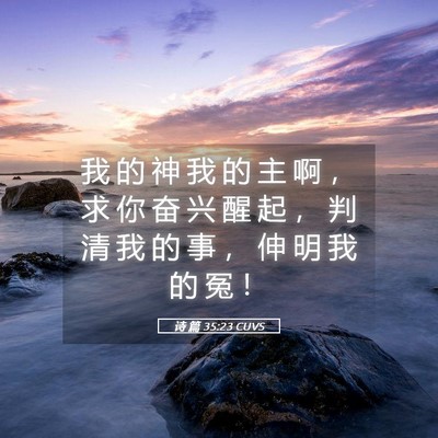 Picture 05 - 诗 篇 35:23 CUVS - 我 的 神 我 的 主 啊 ， 求 你 奋 兴 - Bible Verse Picture