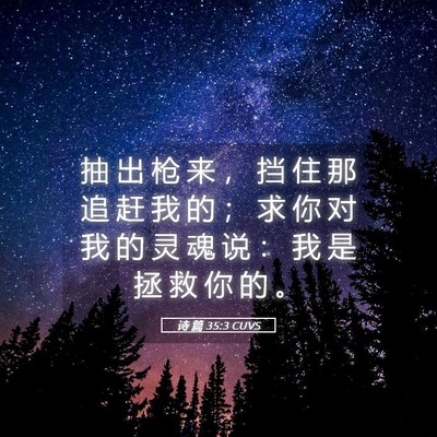 Picture 05 - 诗 篇 35:3 CUVS - 抽 出 枪 来 ， 挡 住 那 追 赶 我 的 - Bible Verse Picture