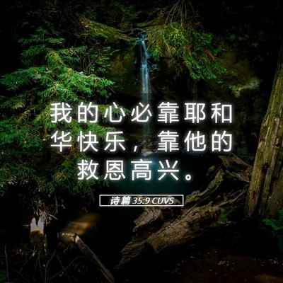 Picture 05 - 诗 篇 35:9 CUVS - 我 的 心 必 靠 耶 和 华 快 乐 ， 靠 - Bible Verse Picture