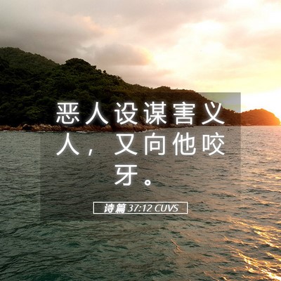 Picture 05 - 诗 篇 37:12 CUVS - 恶 人 设 谋 害 义 人 ， 又 向 他 咬 - Bible Verse Picture