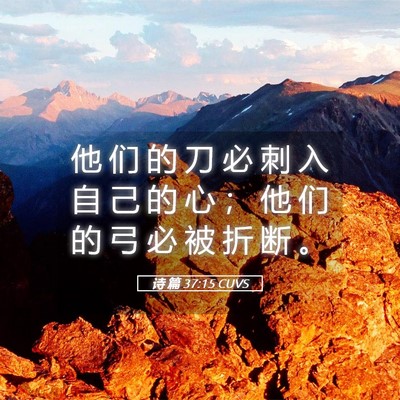 Picture 05 - 诗 篇 37:15 CUVS - 他 们 的 刀 必 刺 入 自 己 的 心 ； - Bible Verse Picture