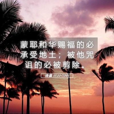 Picture 05 - 诗 篇 37:22 CUVS - 蒙 耶 和 华 赐 福 的 必 承 受 地 土 - Bible Verse Picture