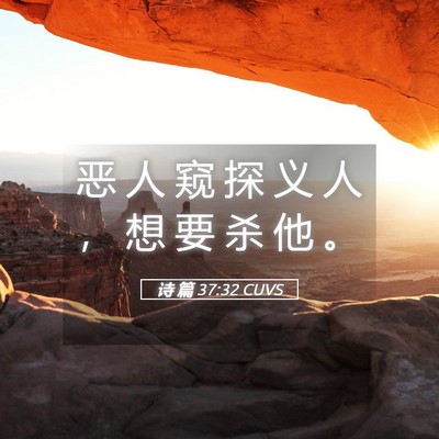 Picture 05 - 诗 篇 37:32 CUVS - 恶 人 窥 探 义 人 ， 想 要 杀 他 - Bible Verse Picture