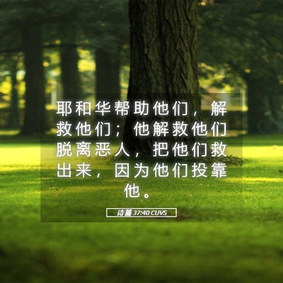 Picture 05 - 诗 篇 37:40 CUVS - 耶 和 华 帮 助 他 们 ， 解 救 他 们 - Bible Verse Picture