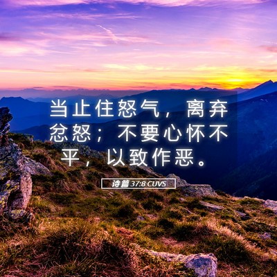 Picture 05 - 诗 篇 37:8 CUVS - 当 止 住 怒 气 ， 离 弃 忿 怒 ； 不 - Bible Verse Picture