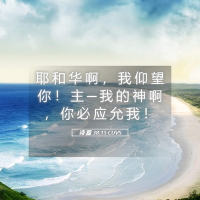 Picture 05 - 诗 篇 38:15 CUVS - 耶 和 华 啊 ， 我 仰 望 你 ！ 主 ─ - Bible Verse Picture