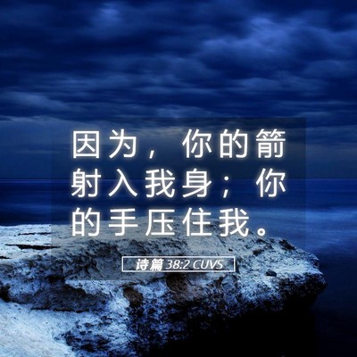 Picture 05 - 诗 篇 38:2 CUVS - 因 为 ， 你 的 箭 射 入 我 身 ； 你 - Bible Verse Picture