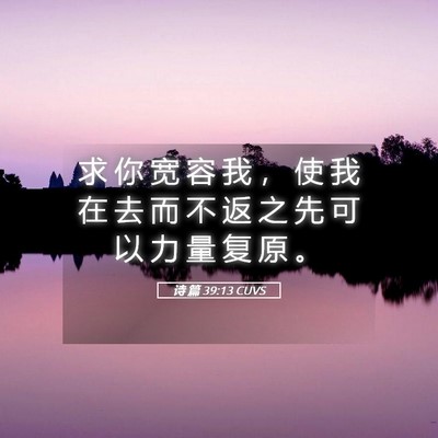 Picture 05 - 诗 篇 39:13 CUVS - 求 你 宽 容 我 ， 使 我 在 去 而 不 - Bible Verse Picture