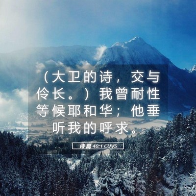Picture 05 - 诗 篇 40:1 CUVS - （ 大 卫 的 诗 ， 交 与 伶 长 。 ） - Bible Verse Picture