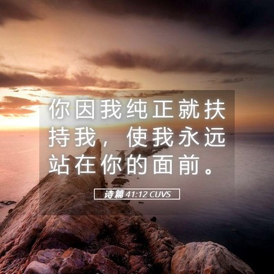 Picture 05 - 诗 篇 41:12 CUVS - 你 因 我 纯 正 就 扶 持 我 ， 使 我 - Bible Verse Picture