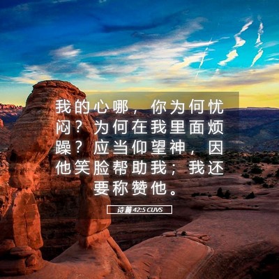 Picture 05 - 诗 篇 42:5 CUVS - 我 的 心 哪 ， 你 为 何 忧 闷 ？ 为 - Bible Verse Picture