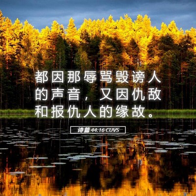 Picture 05 - 诗 篇 44:16 CUVS - 都 因 那 辱 骂 毁 谤 人 的 声 音 ， - Bible Verse Picture