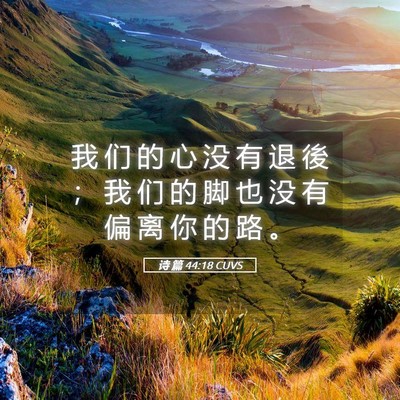 Picture 05 - 诗 篇 44:18 CUVS - 我 们 的 心 没 有 退 後 ； 我 们 的 - Bible Verse Picture