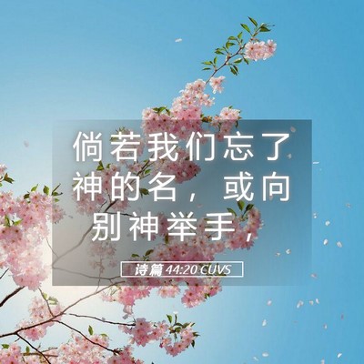 Picture 05 - 诗 篇 44:20 CUVS - 倘 若 我 们 忘 了 神 的 名 ， 或 向 - Bible Verse Picture