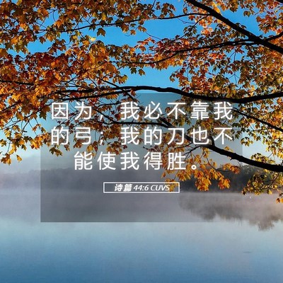 Picture 05 - 诗 篇 44:6 CUVS - 因 为 ， 我 必 不 靠 我 的 弓 ； 我 - Bible Verse Picture