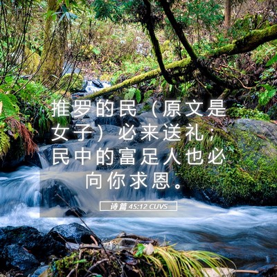 Picture 05 - 诗 篇 45:12 CUVS - 推 罗 的 民 （ 原 文 是 女 子 ） 必 - Bible Verse Picture