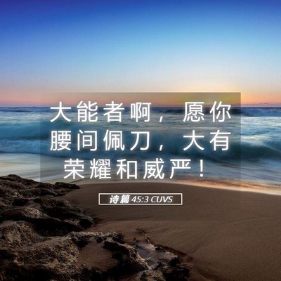 Picture 05 - 诗 篇 45:3 CUVS - 大 能 者 啊 ， 愿 你 腰 间 佩 刀 ， - Bible Verse Picture