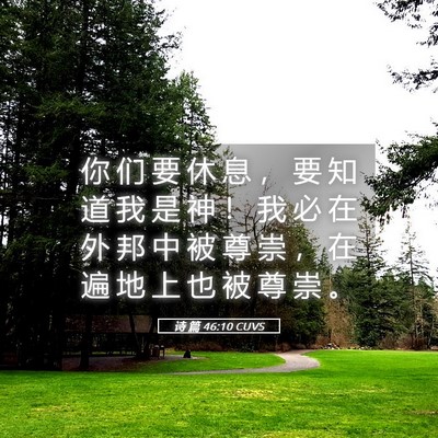 Picture 05 - 诗 篇 46:10 CUVS - 你 们 要 休 息 ， 要 知 道 我 是 神 - Bible Verse Picture