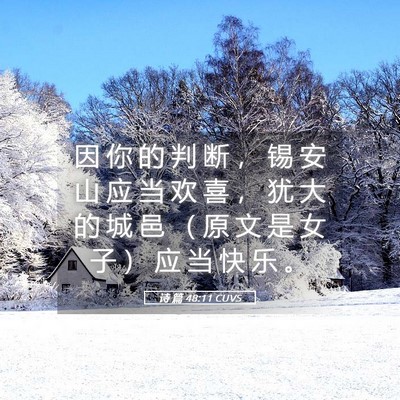 Picture 05 - 诗 篇 48:11 CUVS - 因 你 的 判 断 ， 锡 安 山 应 当 欢 - Bible Verse Picture
