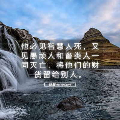 Picture 05 - 诗 篇 49:10 CUVS - 他 必 见 智 慧 人 死 ， 又 见 愚 顽 - Bible Verse Picture