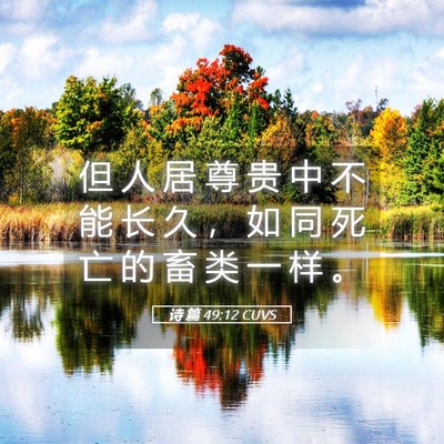 Picture 05 - 诗 篇 49:12 CUVS - 但 人 居 尊 贵 中 不 能 长 久 ， 如 - Bible Verse Picture