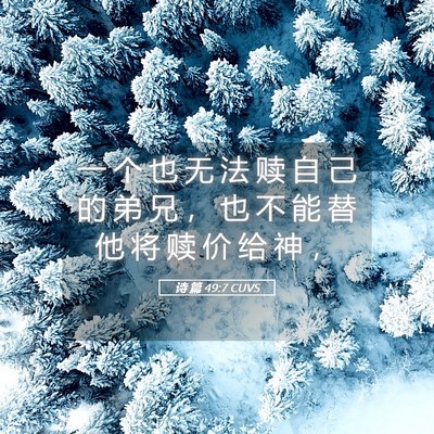 Picture 05 - 诗 篇 49:7 CUVS - 一 个 也 无 法 赎 自 己 的 弟 兄 ， - Bible Verse Picture