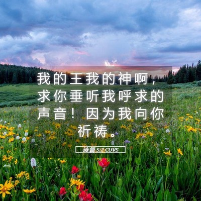 Picture 05 - 诗 篇 5:2 CUVS - 我 的 王 我 的 神 啊 ， 求 你 垂 听 - Bible Verse Picture