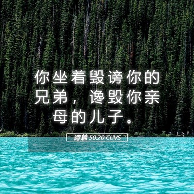 Picture 05 - 诗 篇 50:20 CUVS - 你 坐 着 毁 谤 你 的 兄 弟 ， 谗 毁 - Bible Verse Picture
