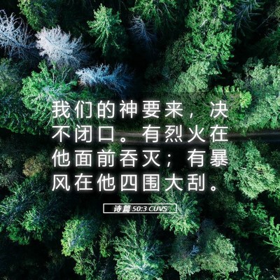 Picture 05 - 诗 篇 50:3 CUVS - 我 们 的 神 要 来 ， 决 不 闭 口 。 - Bible Verse Picture