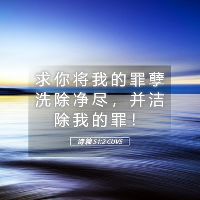Picture 05 - 诗 篇 51:2 CUVS - 求 你 将 我 的 罪 孽 洗 除 净 尽 ， - Bible Verse Picture