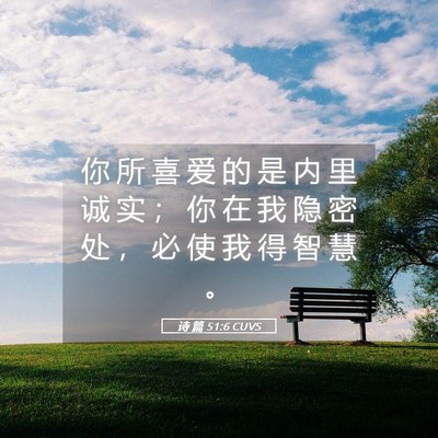 Picture 05 - 诗 篇 51:6 CUVS - 你 所 喜 爱 的 是 内 里 诚 实 ； 你 - Bible Verse Picture