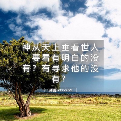 Picture 05 - 诗 篇 53:2 CUVS - 神 从 天 上 垂 看 世 人 ， 要 看 有 - Bible Verse Picture