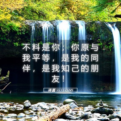 Picture 05 - 诗 篇 55:13 CUVS - 不 料 是 你 ； 你 原 与 我 平 等 ， - Bible Verse Picture