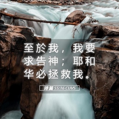 Picture 05 - 诗 篇 55:16 CUVS - 至 於 我 ， 我 要 求 告 神 ； 耶 和 - Bible Verse Picture
