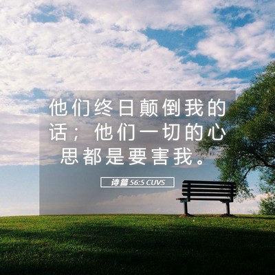Picture 05 - 诗 篇 56:5 CUVS - 他 们 终 日 颠 倒 我 的 话 ； 他 们 - Bible Verse Picture
