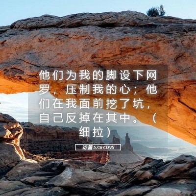 Picture 05 - 诗 篇 57:6 CUVS - 他 们 为 我 的 脚 设 下 网 罗 ， 压 - Bible Verse Picture