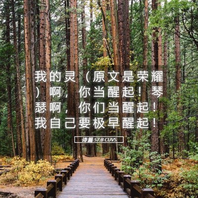Picture 05 - 诗 篇 57:8 CUVS - 我 的 灵 （ 原 文 是 荣 耀 ） 啊 ， - Bible Verse Picture