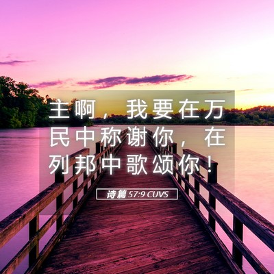 Picture 05 - 诗 篇 57:9 CUVS - 主 啊 ， 我 要 在 万 民 中 称 谢 你 - Bible Verse Picture