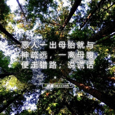 Picture 05 - 诗 篇 58:3 CUVS - 恶 人 一 出 母 胎 就 与 神 疏 远 ， - Bible Verse Picture